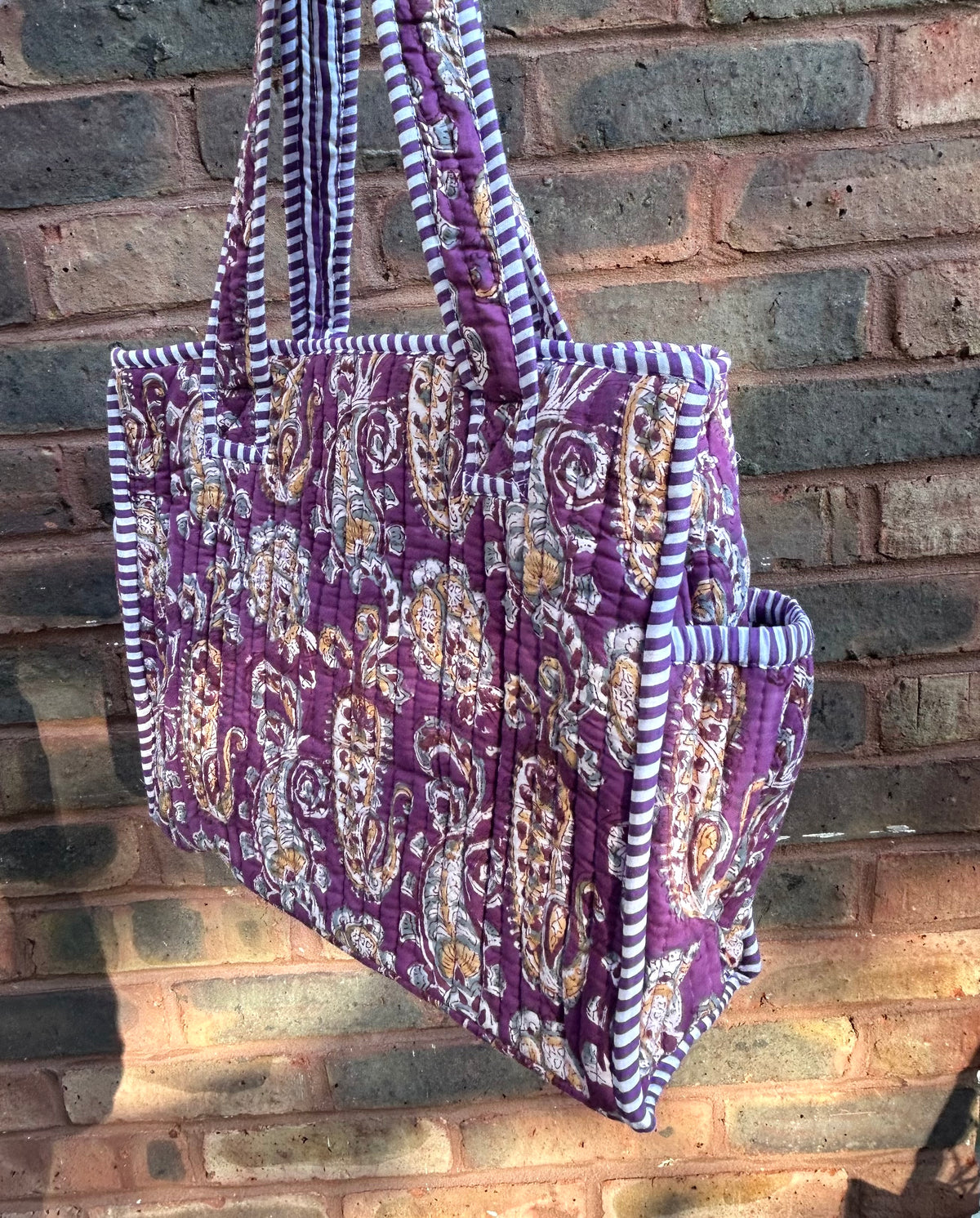 Purple Paisley Quilted Mini Tote Bag