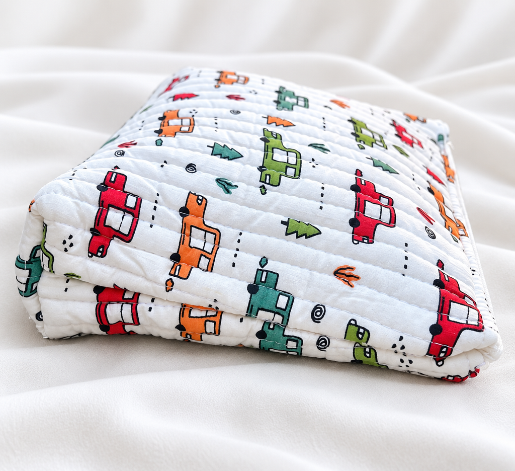 Kids Quilted Wash Bag – Trucks