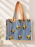 Blue & Lemon Quilted Soft Tote