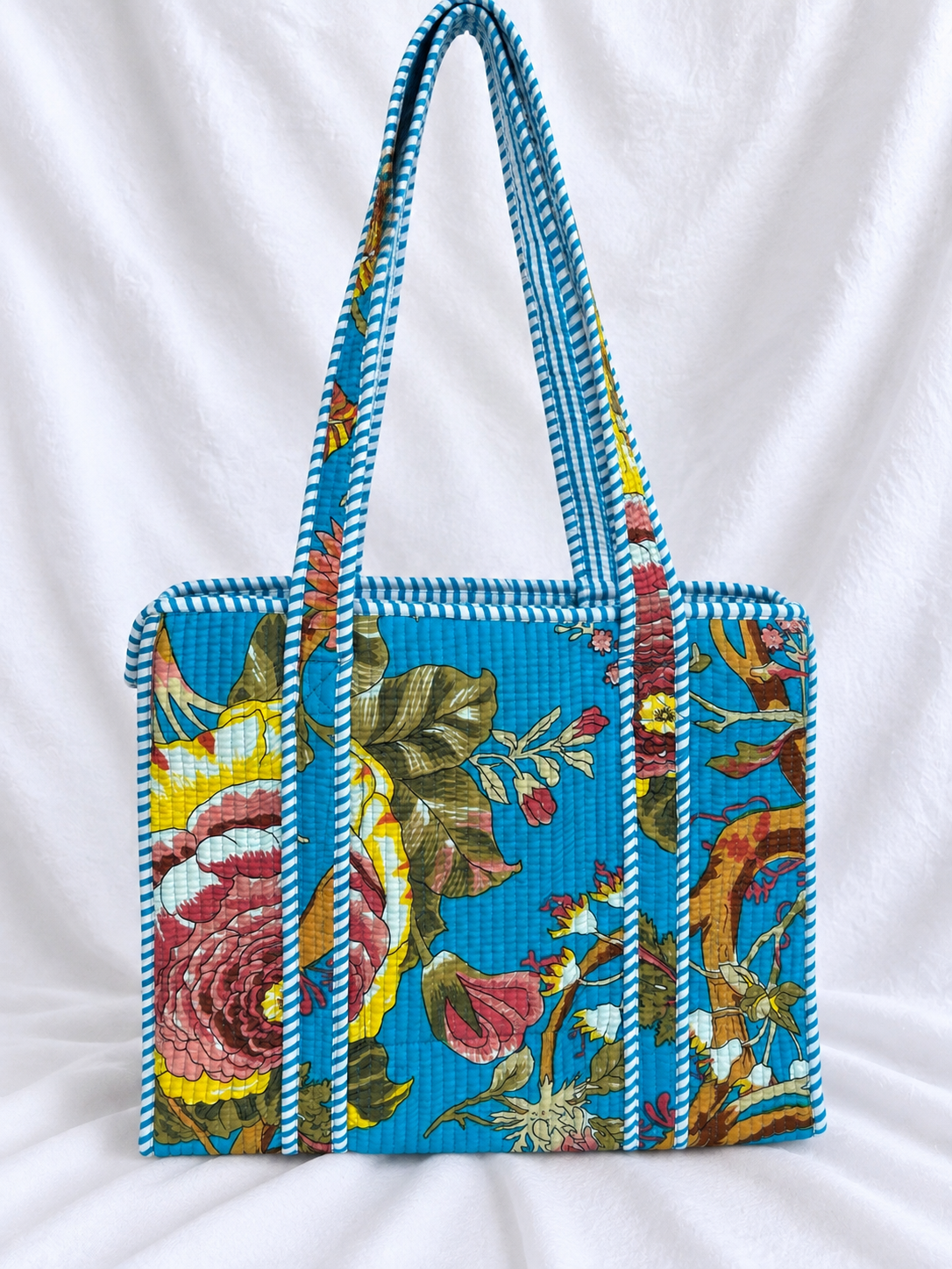 Blue Floral Small Quilted Tote Bag – Clearance