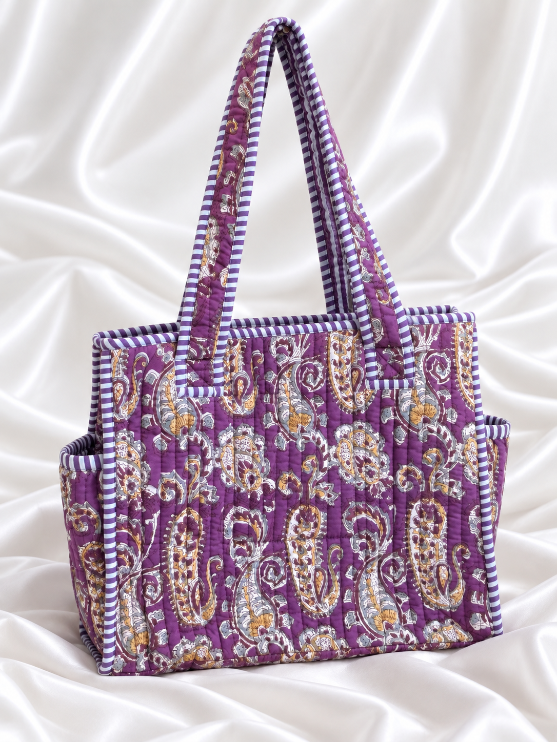 Purple Paisley Quilted Mini Tote Bag