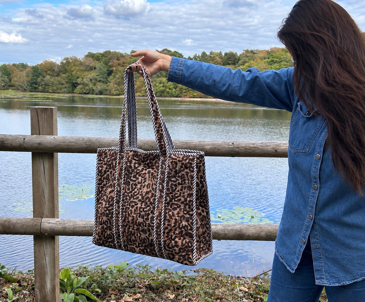 Leopard Quilted Tote Bag