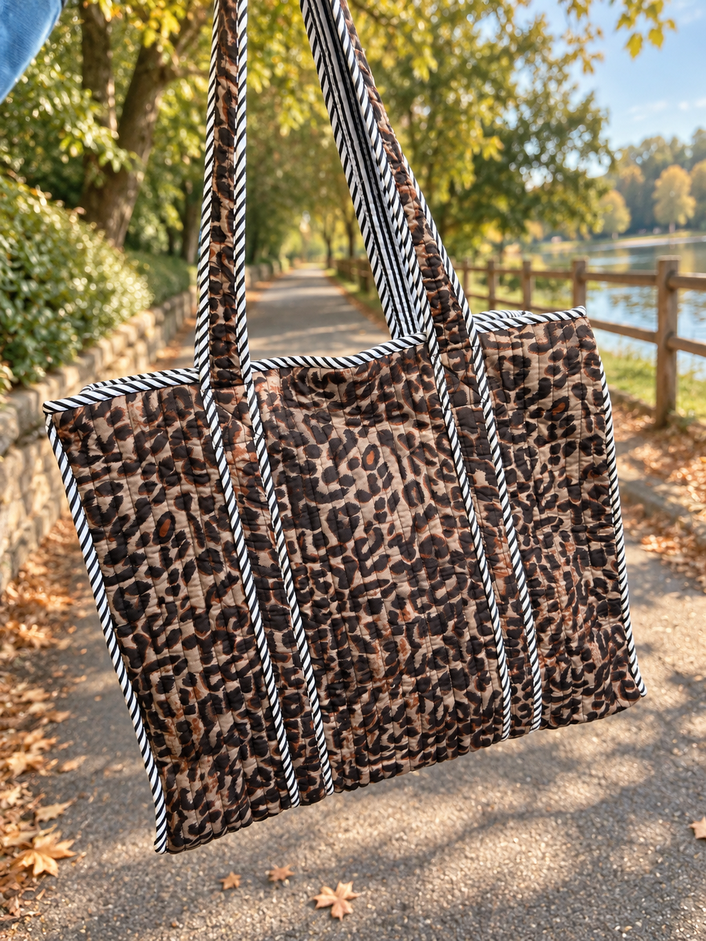 Leopard Quilted Tote Bag