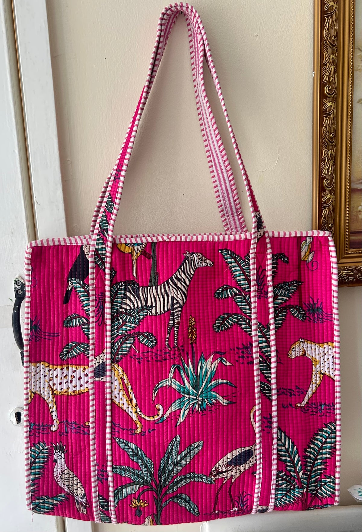 Pink Safari Floral Quilted Tote Bag – Clearance