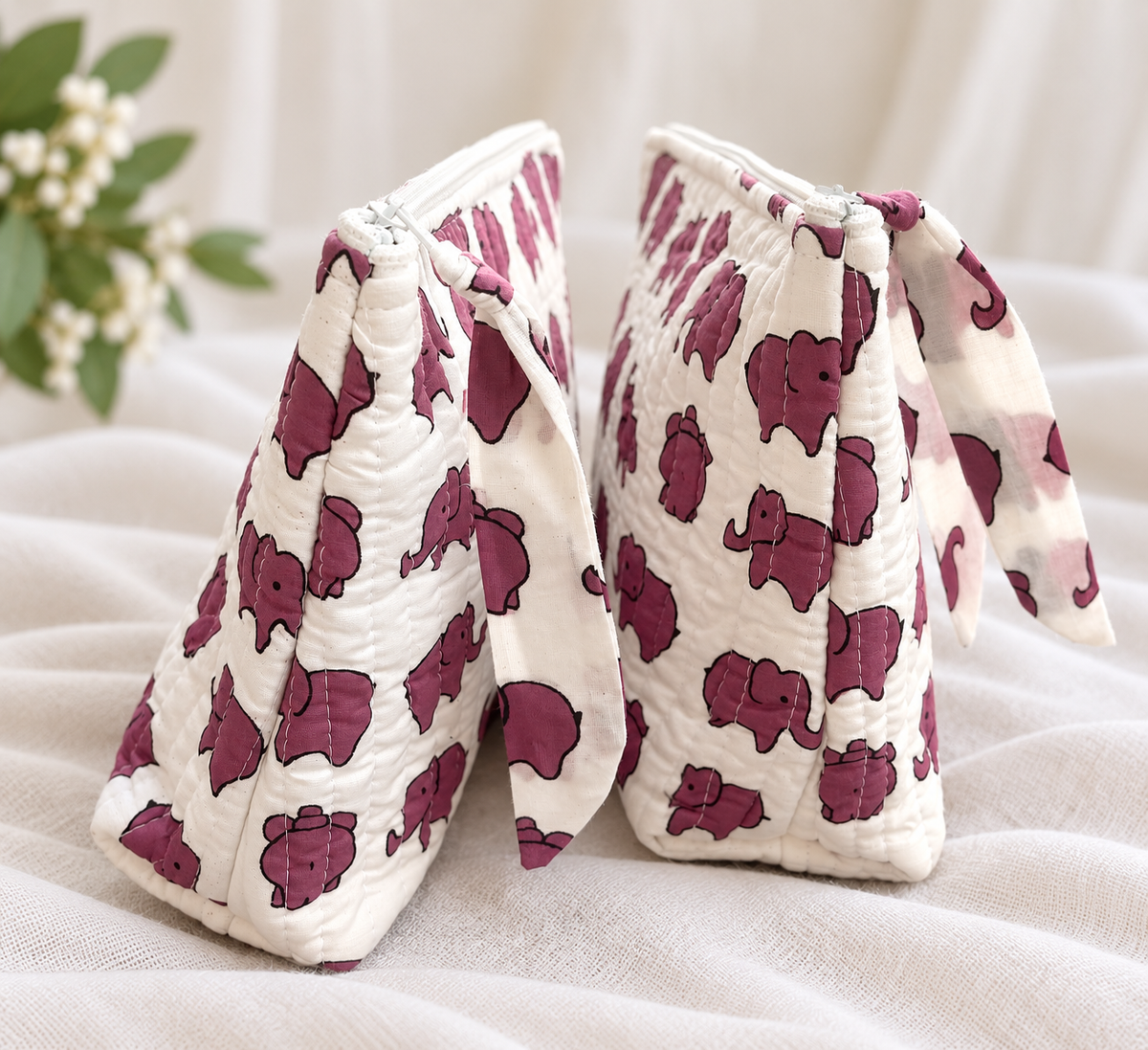 Kids Quilted Wash Bag – Elephant