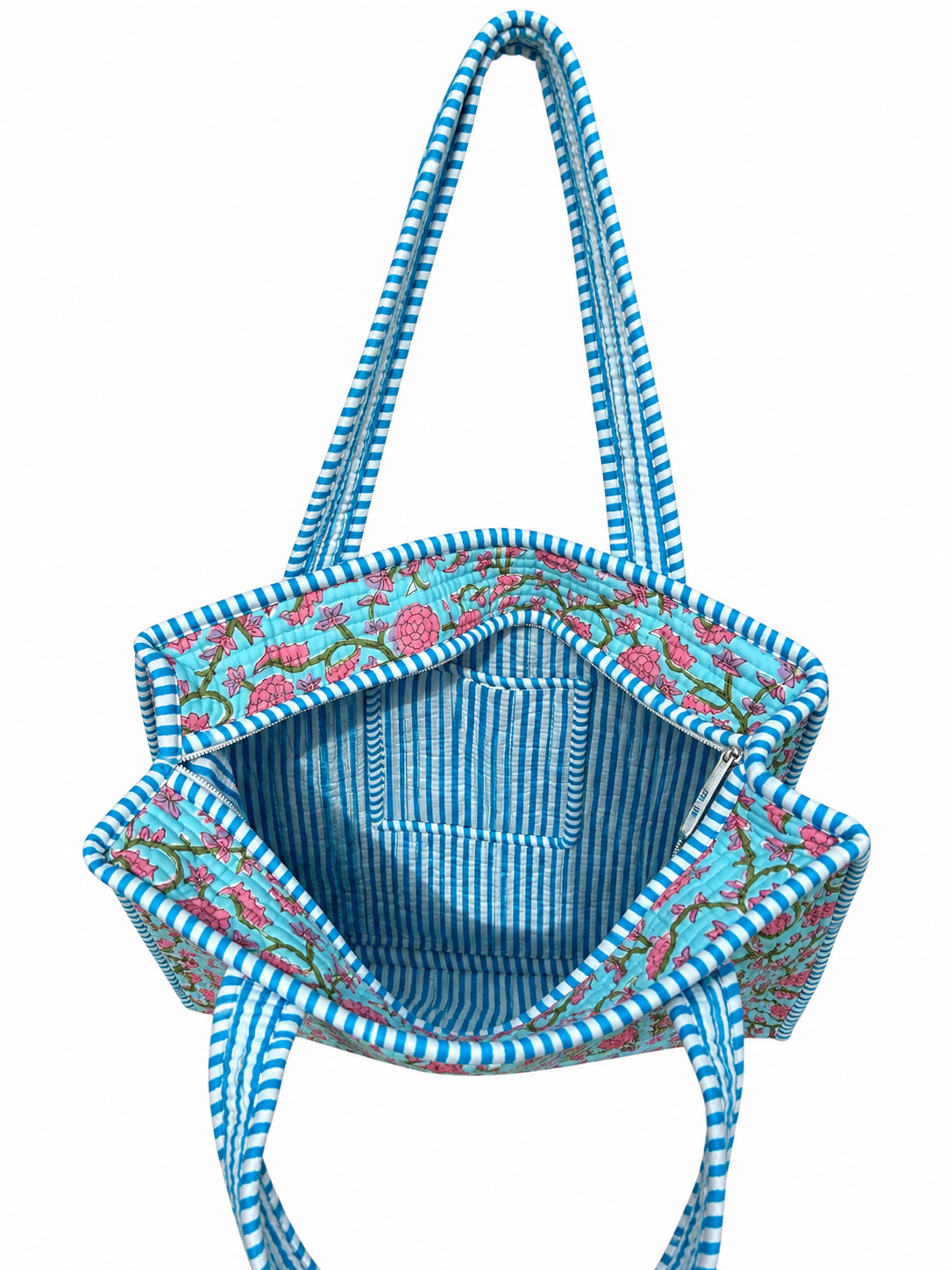 Turquoise Floral Small Quilted Tote Bag – Clearance