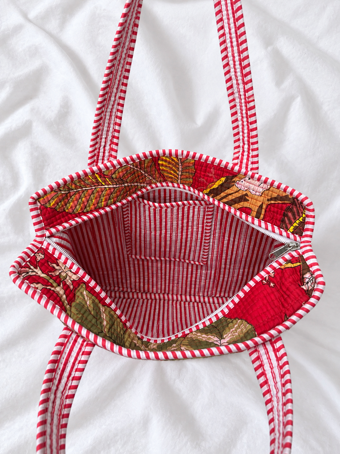 Red Floral Small Quilted Tote Bag – Clearance