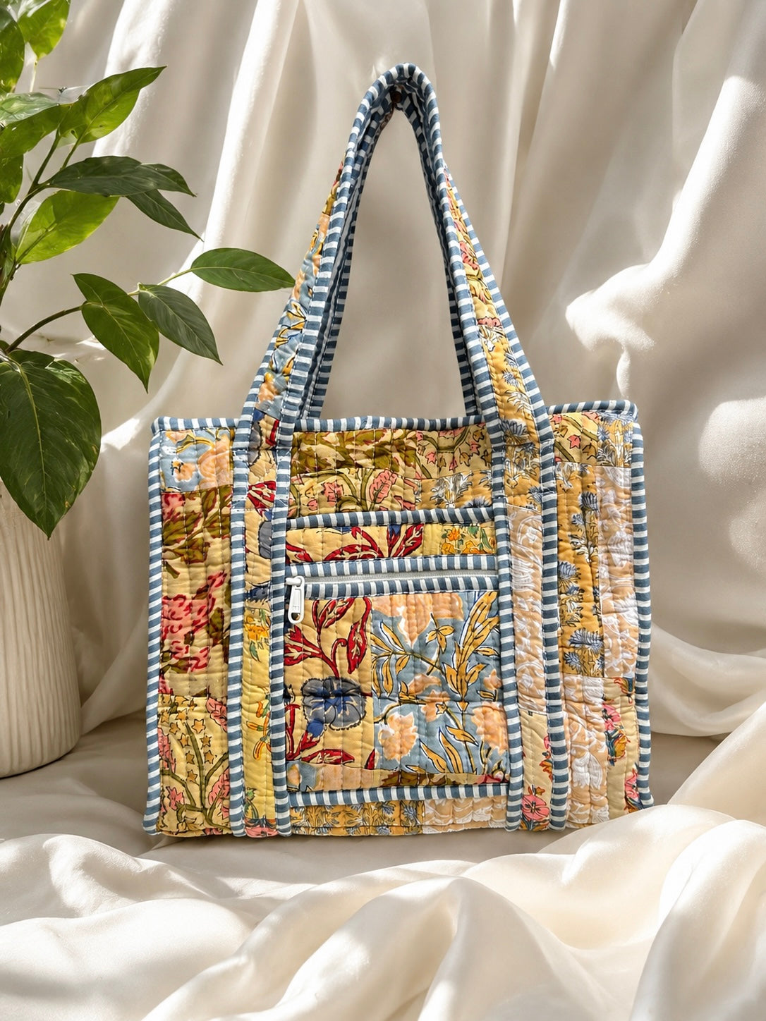 Quilted Patchwork Mini Tote Bag