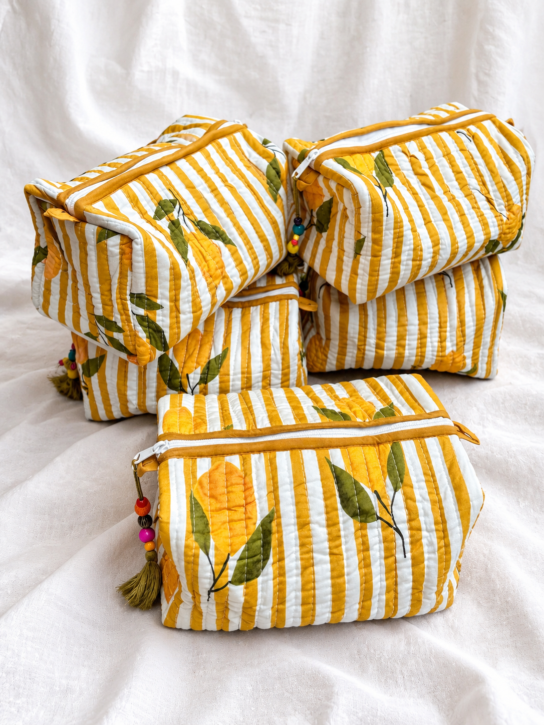 Mustard Lemon Quilted Wash Bag