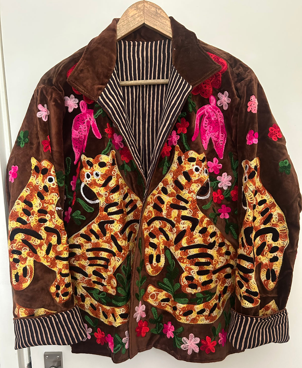Tiger Garden Embroidered Velvet Jacket