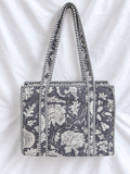 Grey & White Floral Small Quilted Tote Bag – Clearance