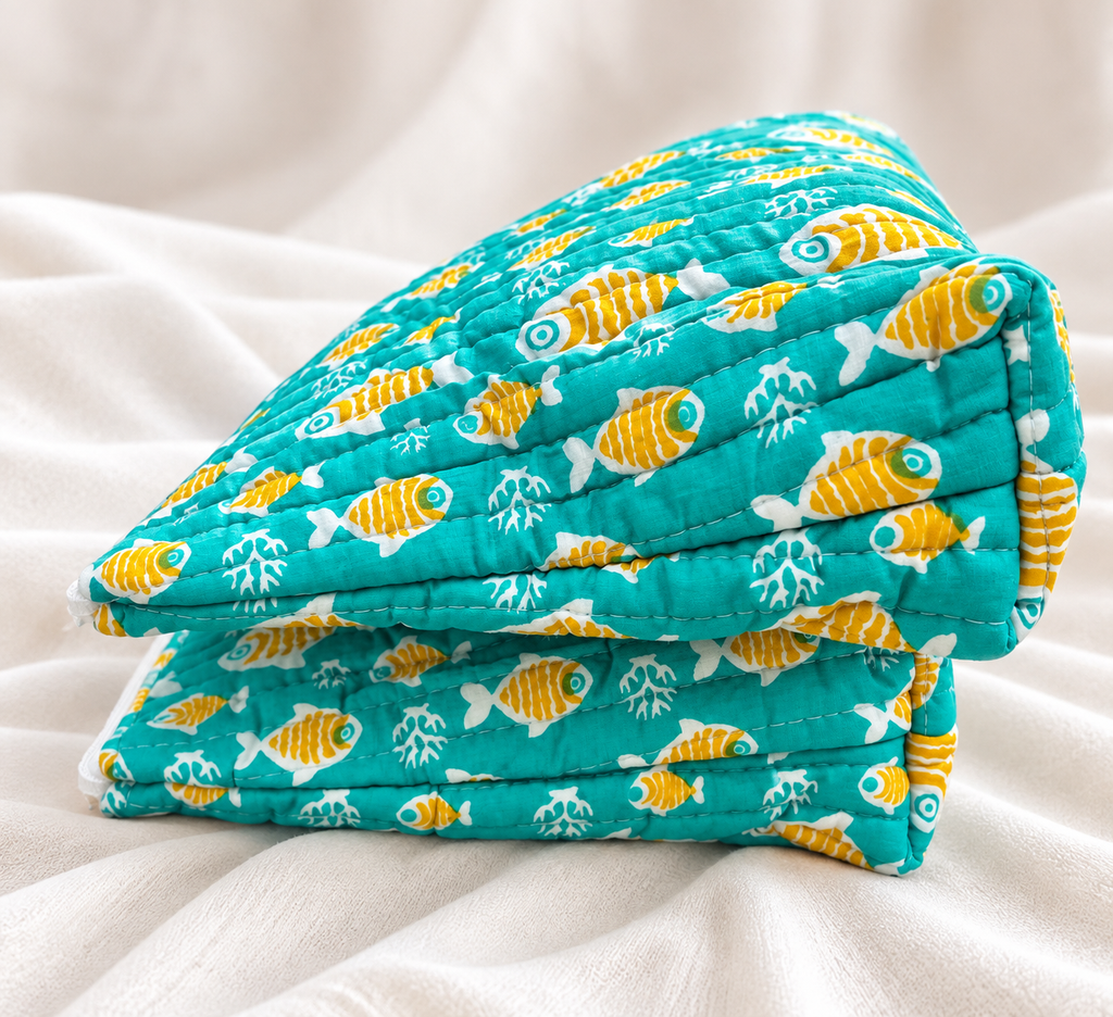 Kids Quilted Wash Bag – Fish