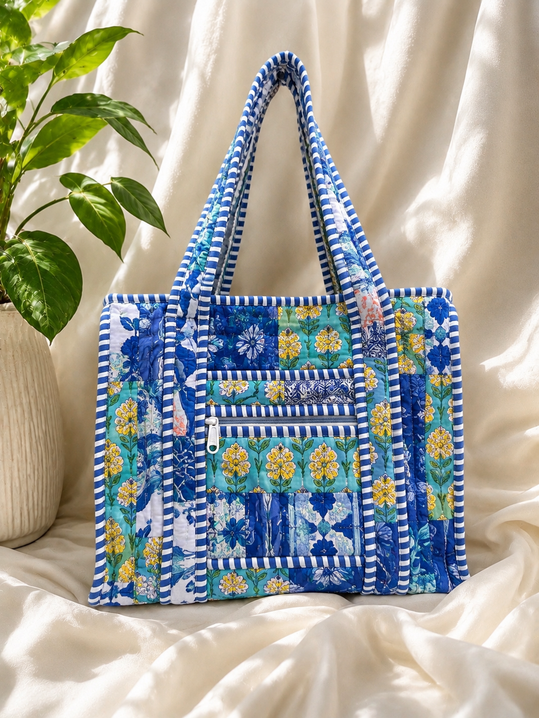 Quilted Patchwork Mini Tote Bag
