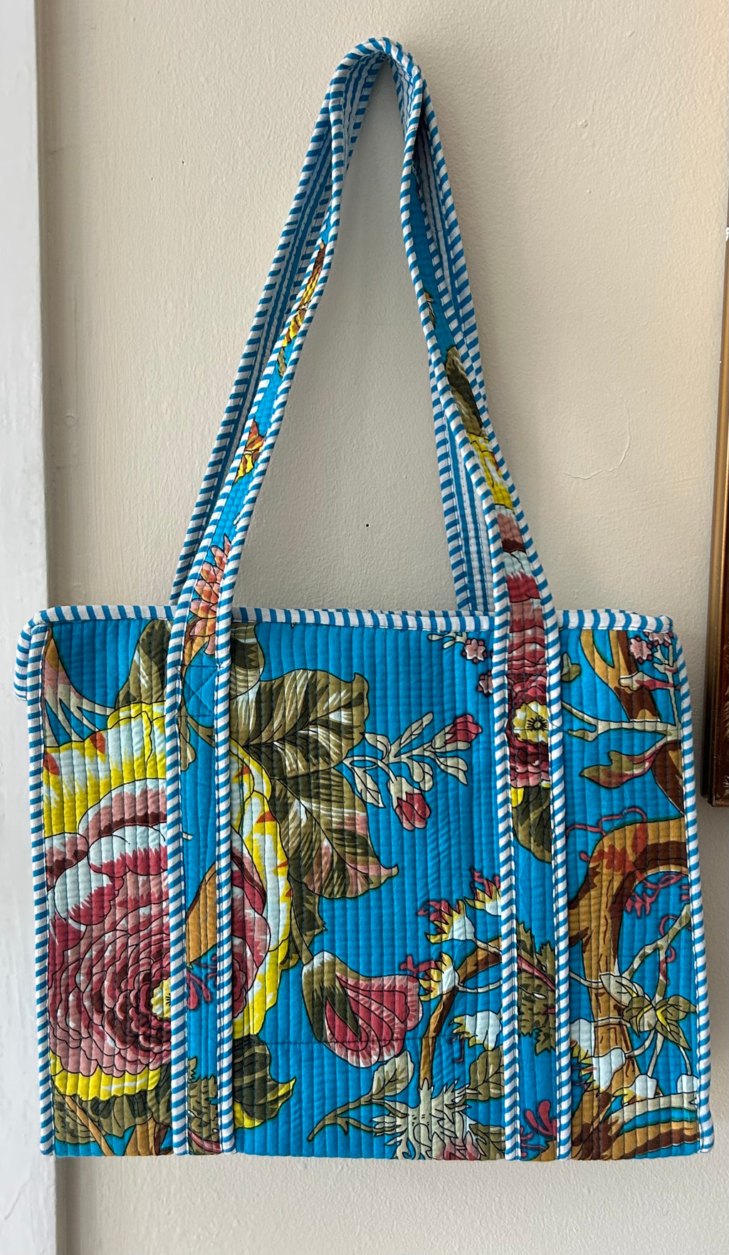 Blue Floral Small Quilted Tote Bag – Clearance