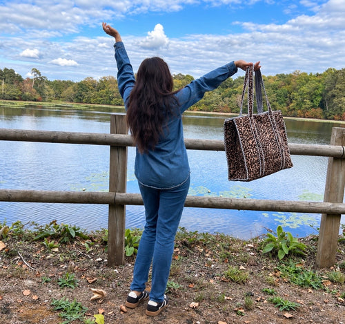 Leopard Quilted Tote Bag