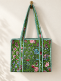 Green Floral Small Quilted Tote Bag – Clearance