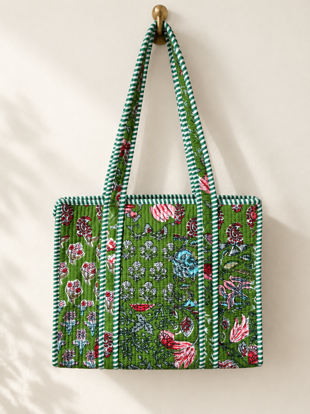 Green Floral Small Quilted Tote Bag – Clearance