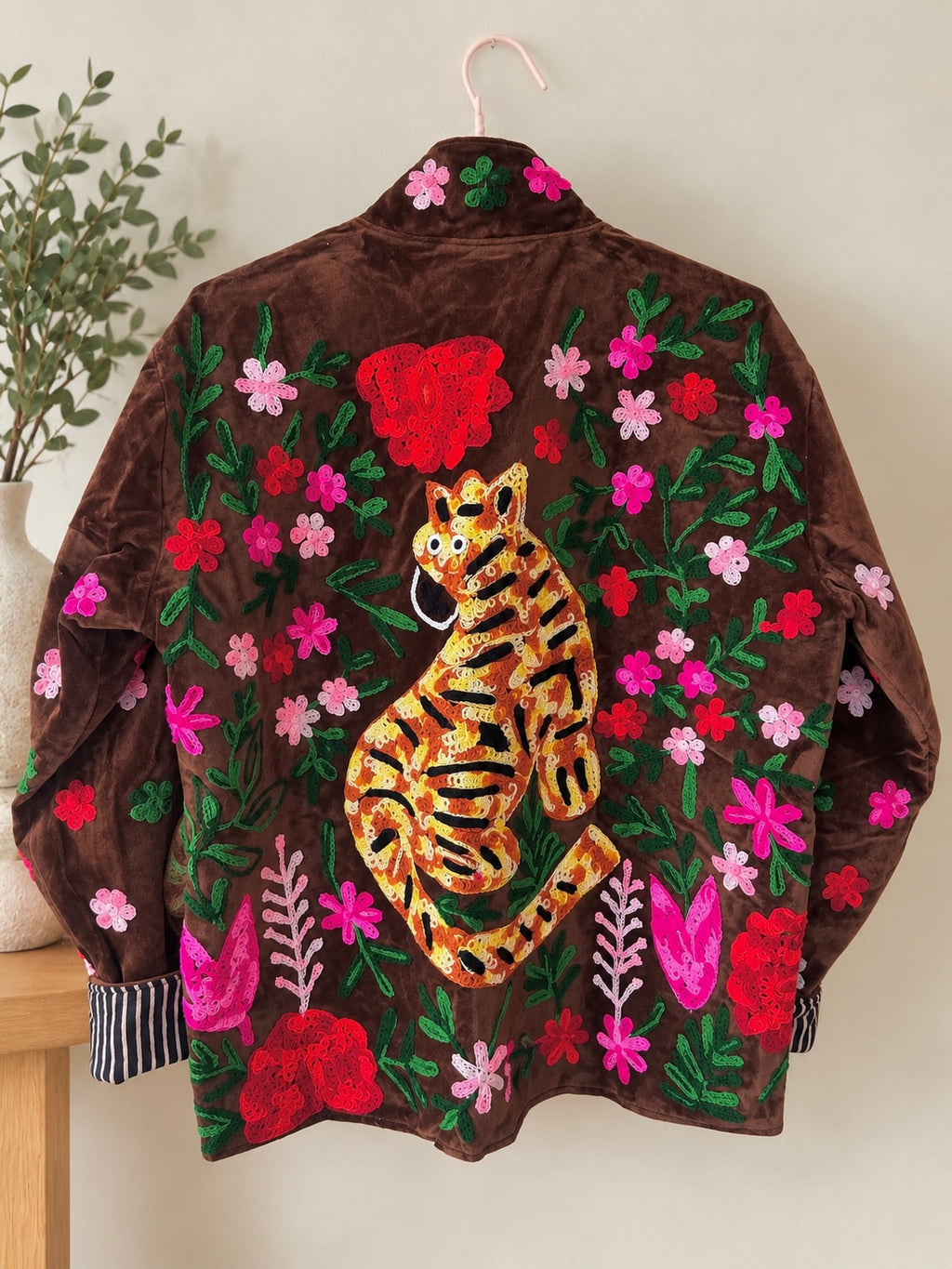 Tiger Garden Embroidered Velvet Jacket