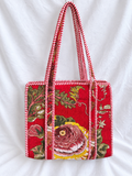 Red Floral Small Quilted Tote Bag – Clearance