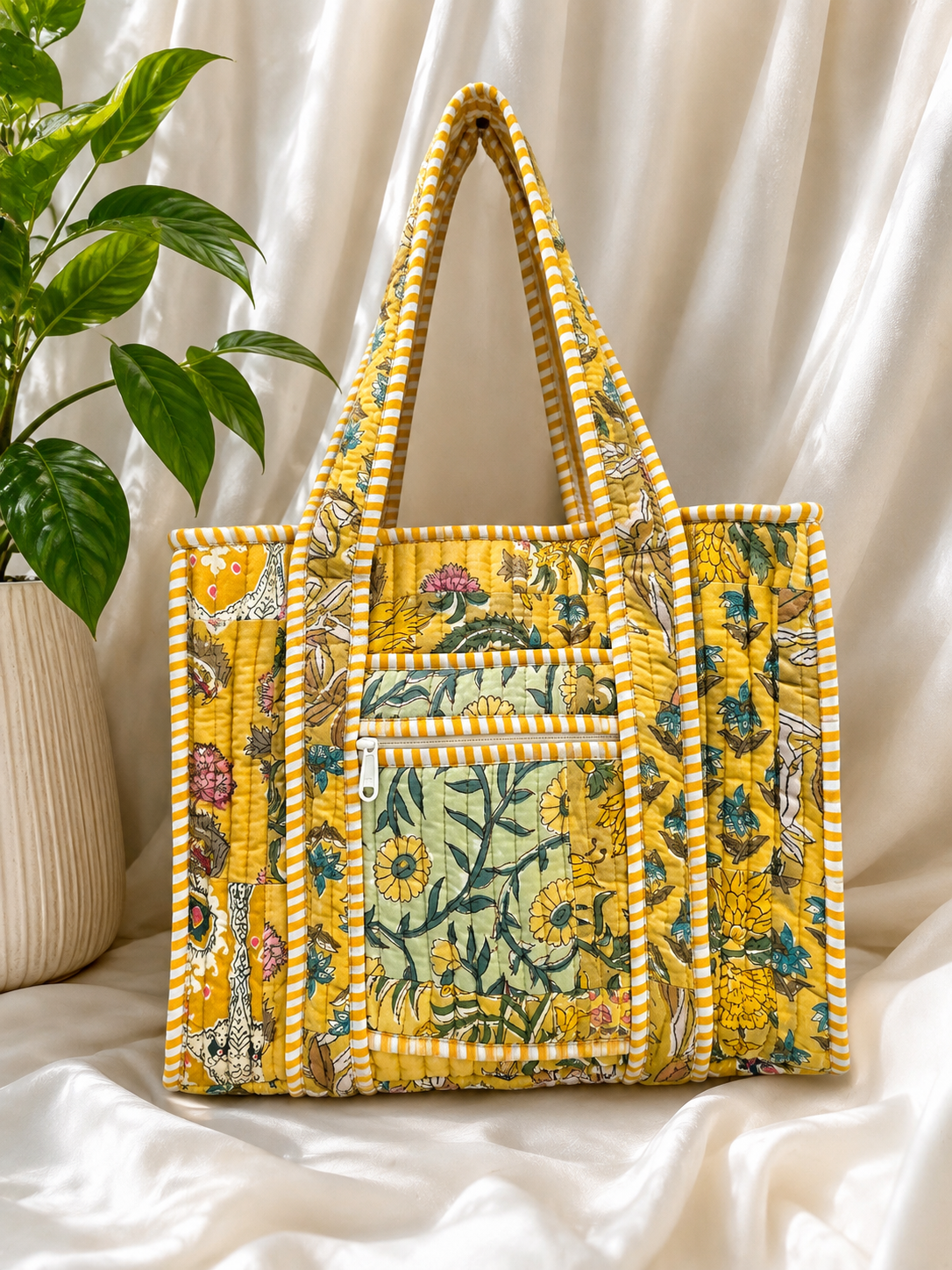 Quilted Patchwork Mini Tote Bag