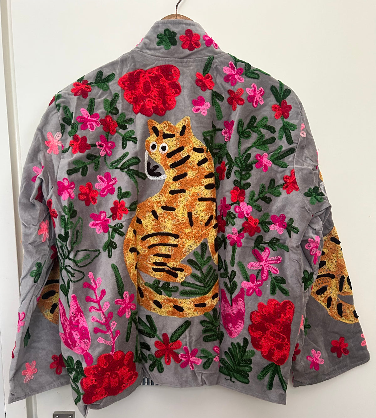 Freyloom Grey Floral Quilted Jacket - Handmade Cotton Outwear Coat