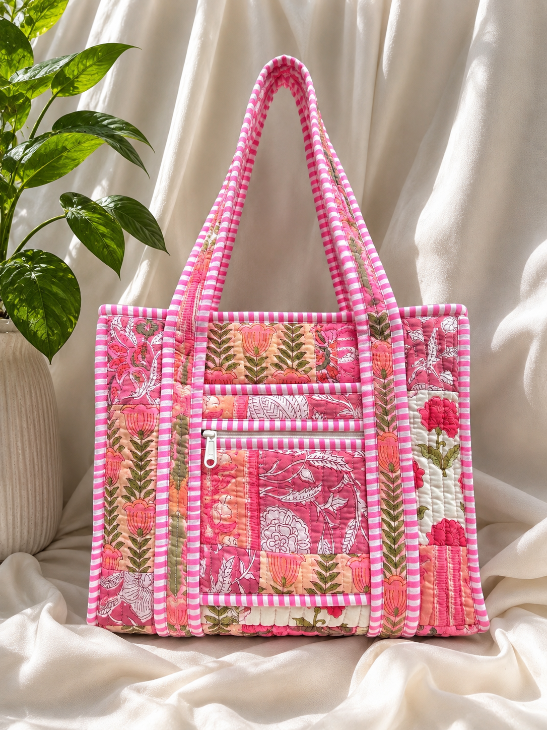 Quilted Patchwork Mini Tote Bag