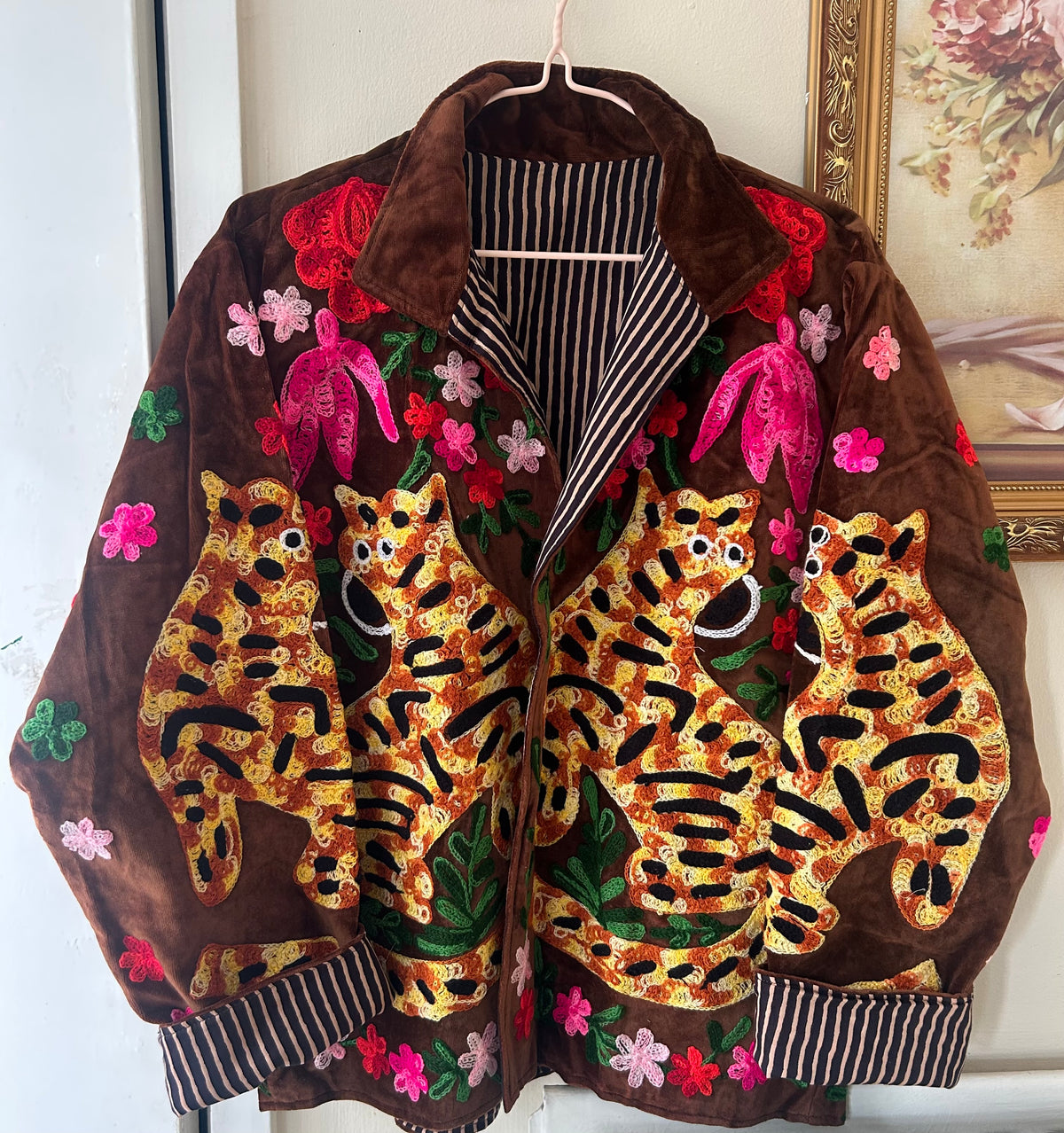 Tiger Garden Embroidered Velvet Jacket