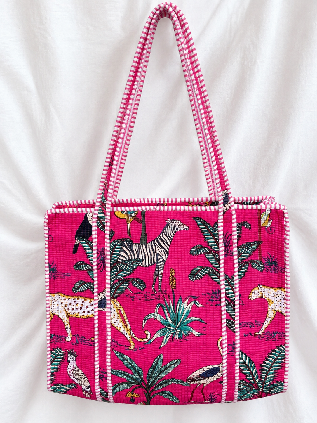 Pink Safari Floral Quilted Tote Bag – Clearance