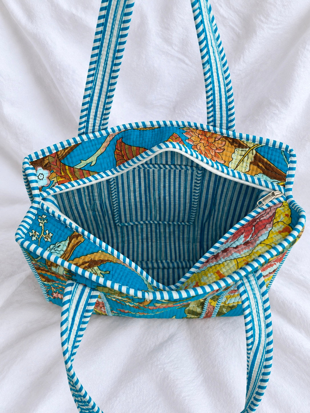 Blue Floral Small Quilted Tote Bag – Clearance