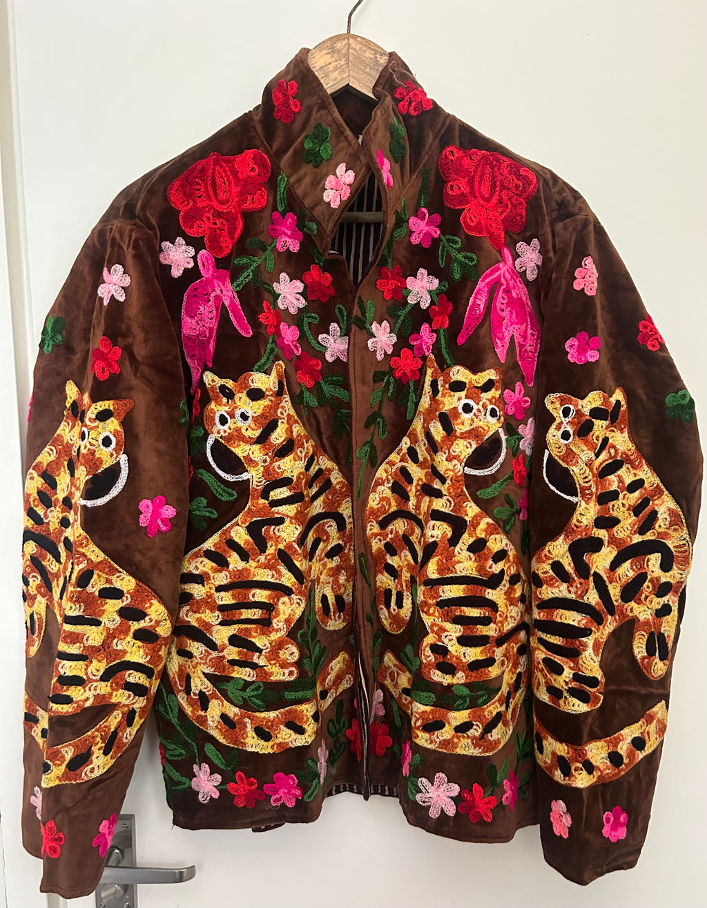 Tiger Garden Embroidered Velvet Jacket