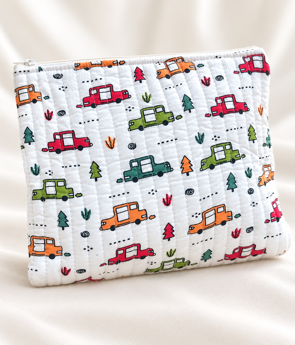 Kids Quilted Wash Bag – Trucks