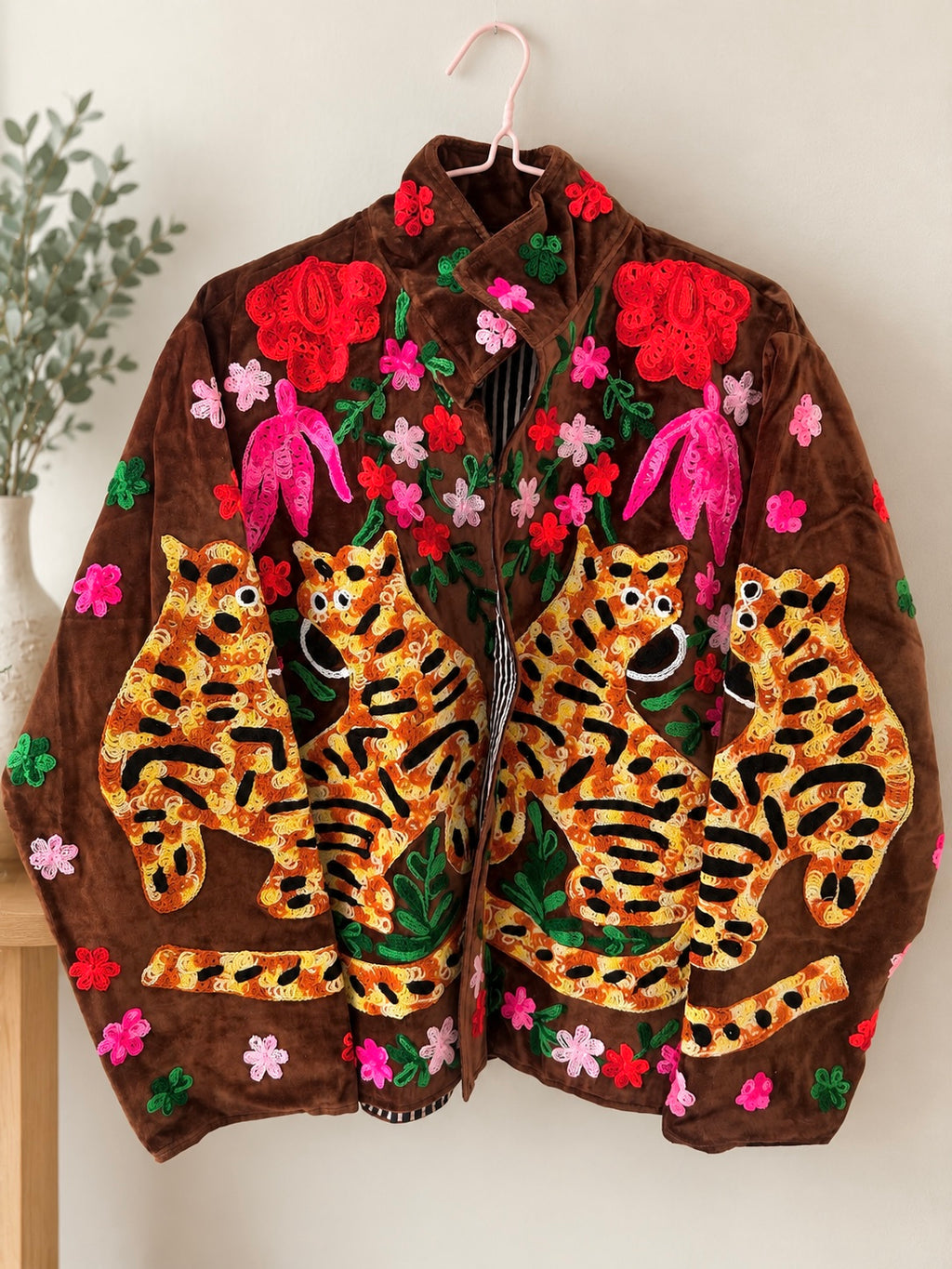 Tiger Garden Embroidered Velvet Jacket