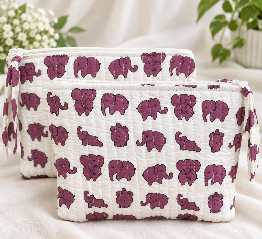 Kids Quilted Wash Bag – Elephant